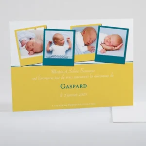 Faire-part de naissance Quatre polaroids*Faire-part Elégant Hot