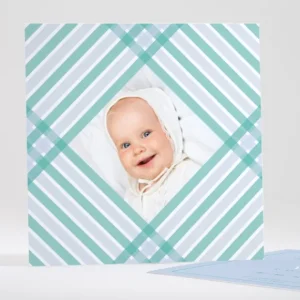 Faire-part de naissance Rayures croisees*Faire-part Elégant Best