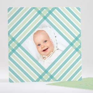 Faire-part de naissance Rayures croisees*Faire-part Elégant Best
