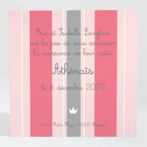 Faire-part de naissance Rayures couronnees*Faire-part Elégant New