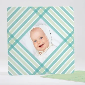 Faire-part de naissance Rayures croisees*Faire-part Elégant Best