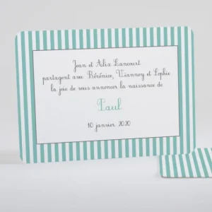 Faire-part de naissance Rayures recto verso*Faire-part Elégant Fashion