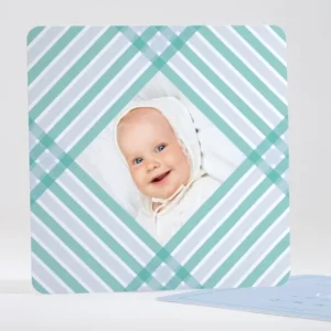 Faire-part de naissance Rayures croisees*Faire-part Elégant Best