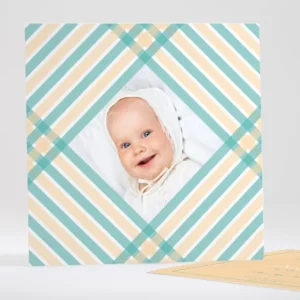 Faire-part de naissance Rayures croisees*Faire-part Elégant Best