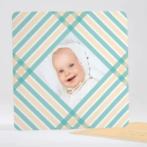 Faire-part de naissance Rayures croisees*Faire-part Elégant Best