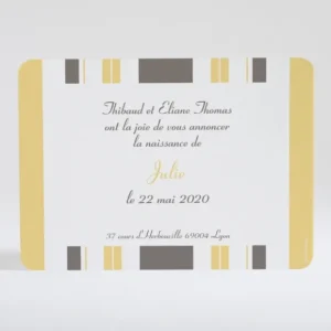Faire-part de naissance Rayures bayaderes pastels*Faire-part Elégant Sale
