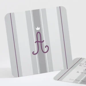 Faire-part de naissance Rayures couronnees*Faire-part Elégant New
