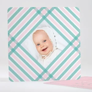 Faire-part de naissance Rayures croisees*Faire-part Elégant Best