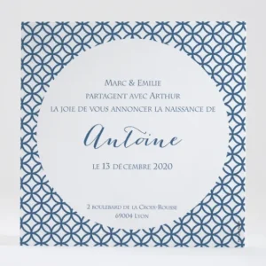 Faire-part de naissance Rosaces symetriques*Faire-part Elégant New