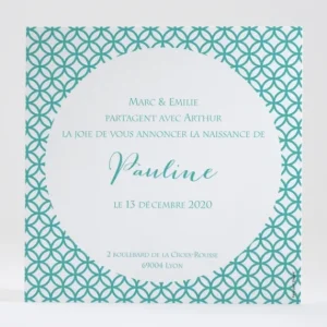 Faire-part de naissance Rosaces symetriques*Faire-part Elégant New