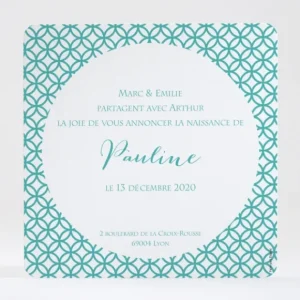 Faire-part de naissance Rosaces symetriques*Faire-part Elégant New