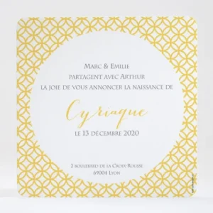 Faire-part de naissance Rosaces symetriques*Faire-part Elégant New