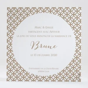 Faire-part de naissance Rosaces symetriques*Faire-part Elégant New
