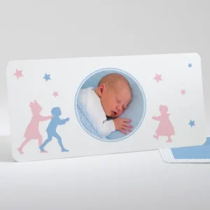 Faire-part de naissance Silhouettes fratrie*Faire-part Elégant Outlet
