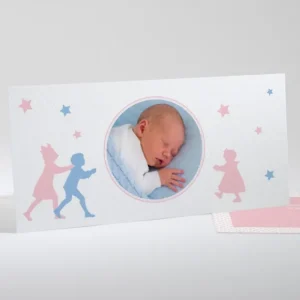 Faire-part de naissance Silhouettes fratrie*Faire-part Elégant Outlet