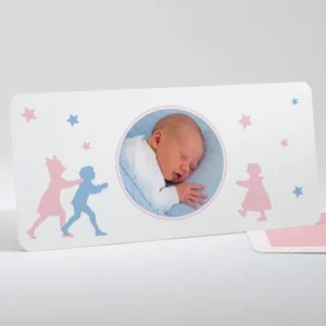Faire-part de naissance Silhouettes fratrie*Faire-part Elégant Outlet