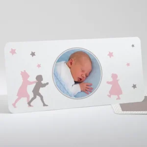 Faire-part de naissance Silhouettes fratrie*Faire-part Elégant Outlet