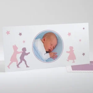 Faire-part de naissance Silhouettes fratrie*Faire-part Elégant Outlet