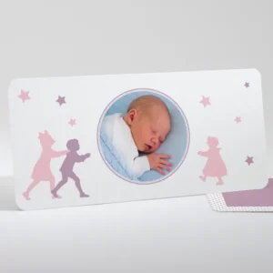 Faire-part de naissance Silhouettes fratrie*Faire-part Elégant Outlet
