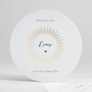 Faire-part de naissance Soleil d'or rond*Faire-part Elégant Sale
