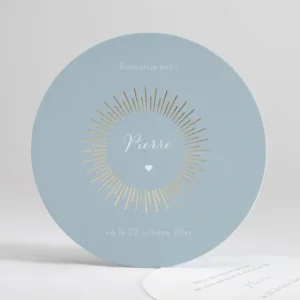 Faire-part de naissance Soleil d'or rond*Faire-part Elégant Sale