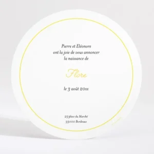 Faire-part de naissance Summer rond*Faire-part Elégant Discount