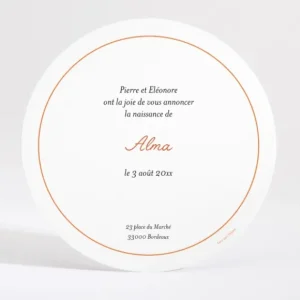Faire-part de naissance Summer rond*Faire-part Elégant Discount