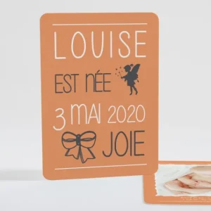 Faire-part de naissance Symboles de joie Fille*Faire-part Elégant Sale