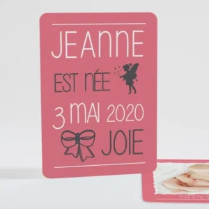Faire-part de naissance Symboles de joie Fille*Faire-part Elégant Sale