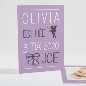 Faire-part de naissance Symboles de joie Fille*Faire-part Elégant Sale