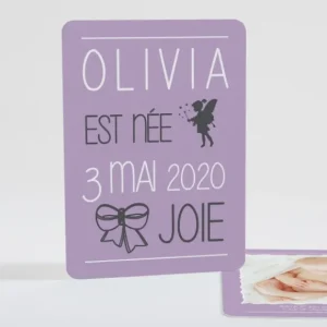 Faire-part de naissance Symboles de joie Fille*Faire-part Elégant Sale
