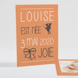 Faire-part de naissance Symboles de joie Fille*Faire-part Elégant Sale