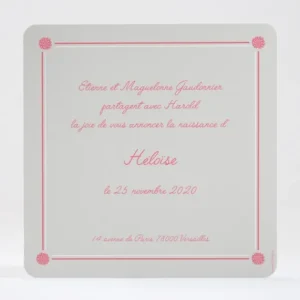 Faire-part de naissance Tapis de fleurs*Faire-part Elégant Discount
