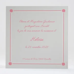 Faire-part de naissance Tapis de fleurs*Faire-part Elégant Discount
