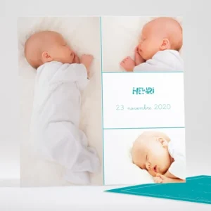 Faire-part de naissance Triple photo*Faire-part Elégant Hot