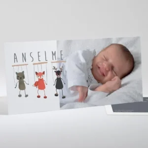 Faire-part de naissance Trio de marionnettes*Faire-part Elégant Best