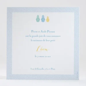 Faire-part de naissance Triple ananas chic*Faire-part Elégant Fashion