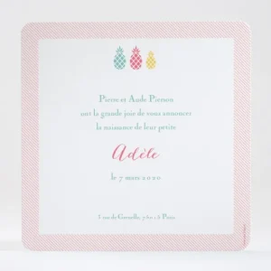 Faire-part de naissance Triple ananas chic*Faire-part Elégant Fashion