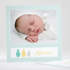 Faire-part de naissance Triple ananas chic*Faire-part Elégant Fashion