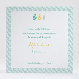 Faire-part de naissance Triple ananas chic*Faire-part Elégant Fashion