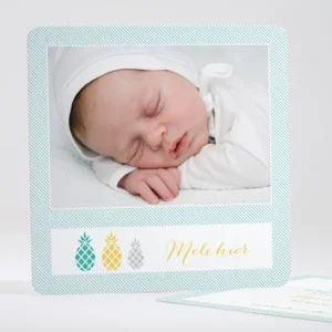 Faire-part de naissance Triple ananas chic*Faire-part Elégant Fashion