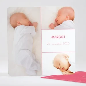 Faire-part de naissance Triple photo*Faire-part Elégant Hot