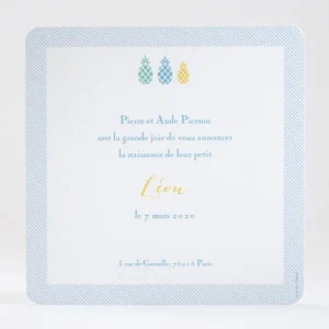 Faire-part de naissance Triple ananas chic*Faire-part Elégant Fashion