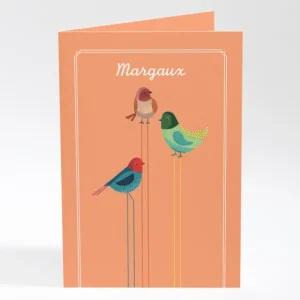 Faire-part de naissance Triple oiseaux avec photo*Faire-part Elégant Online