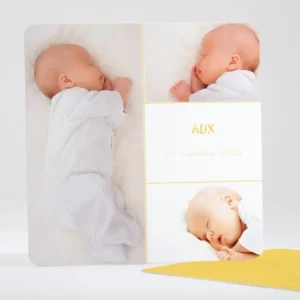 Faire-part de naissance Triple photo*Faire-part Elégant Hot