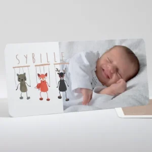 Faire-part de naissance Trio de marionnettes*Faire-part Elégant Best