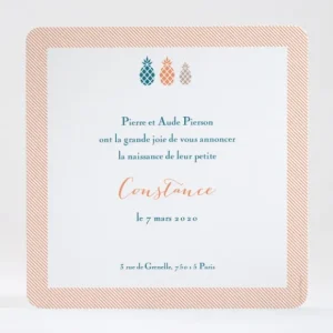 Faire-part de naissance Triple ananas chic*Faire-part Elégant Fashion