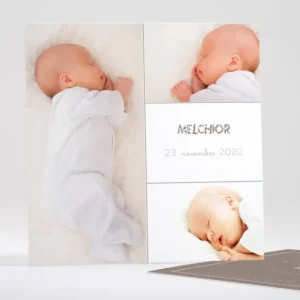Faire-part de naissance Triple photo*Faire-part Elégant Hot