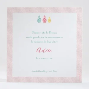 Faire-part de naissance Triple ananas chic*Faire-part Elégant Fashion