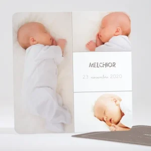 Faire-part de naissance Triple photo*Faire-part Elégant Hot